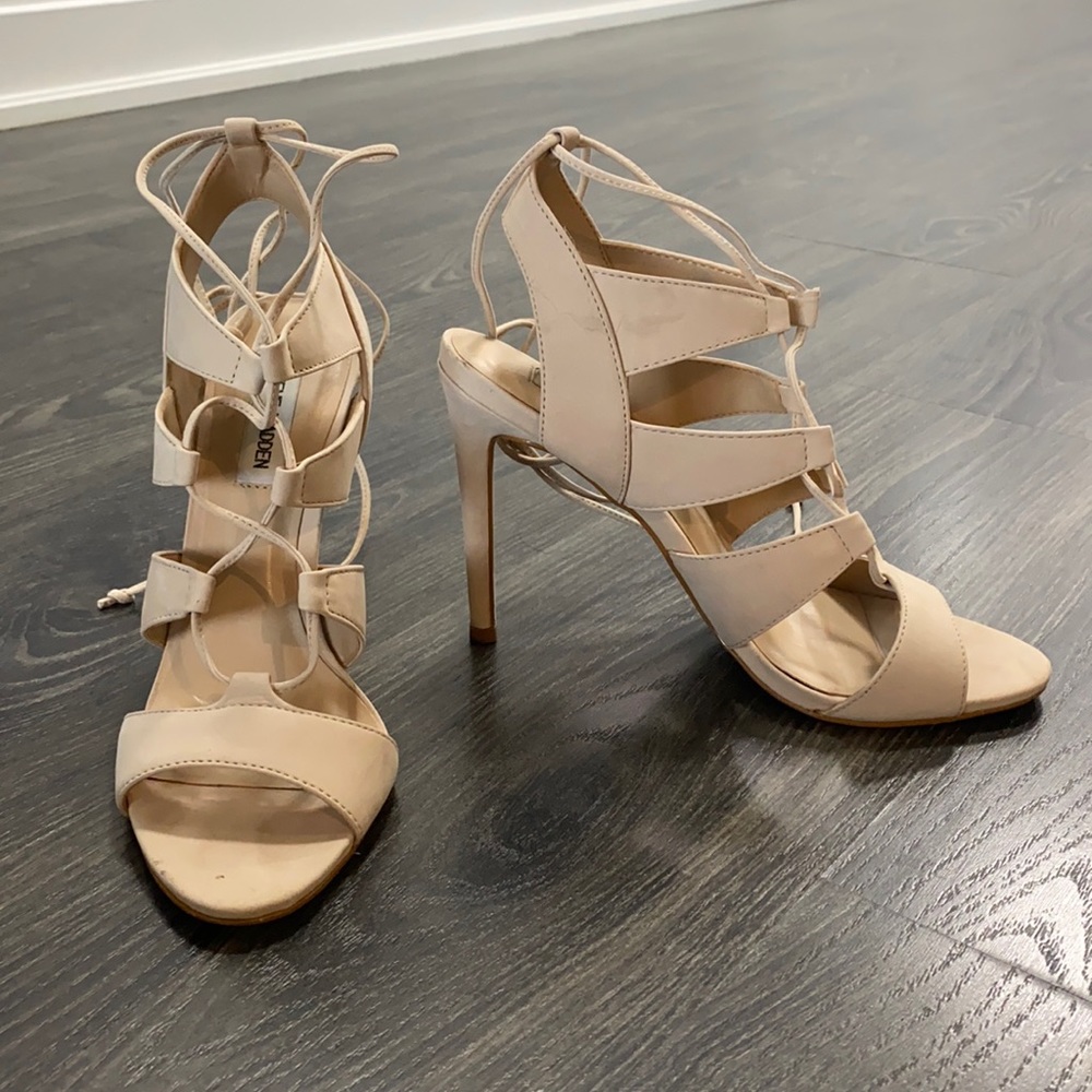 Nude Lace-Up Heels